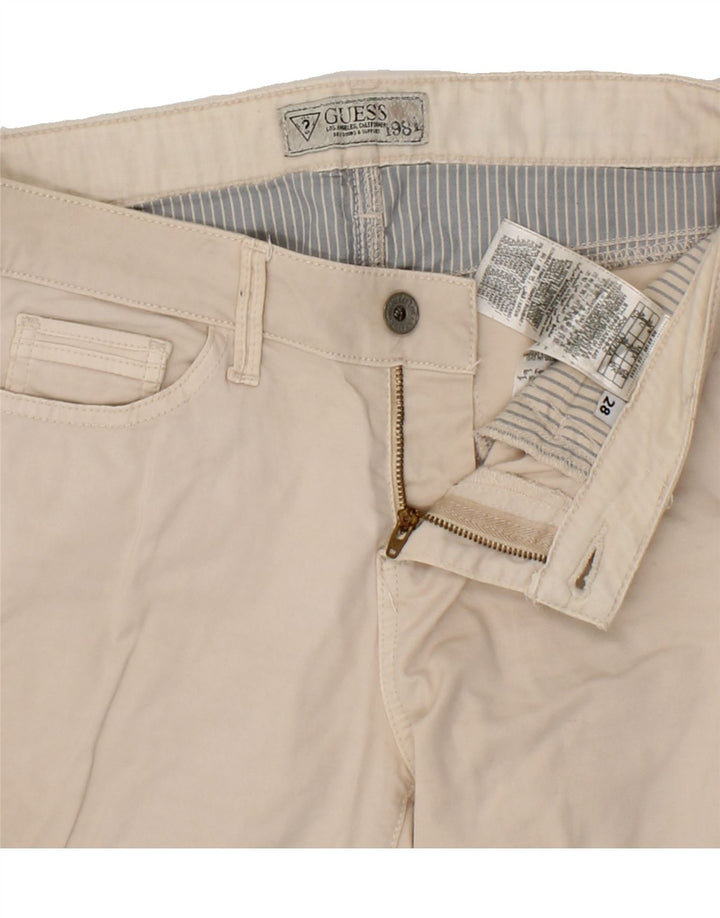 GUESS Womens Slim Casual Trousers W28 L27  Beige Cotton Vintage Guess and Second-Hand Guess from Messina Hembry 