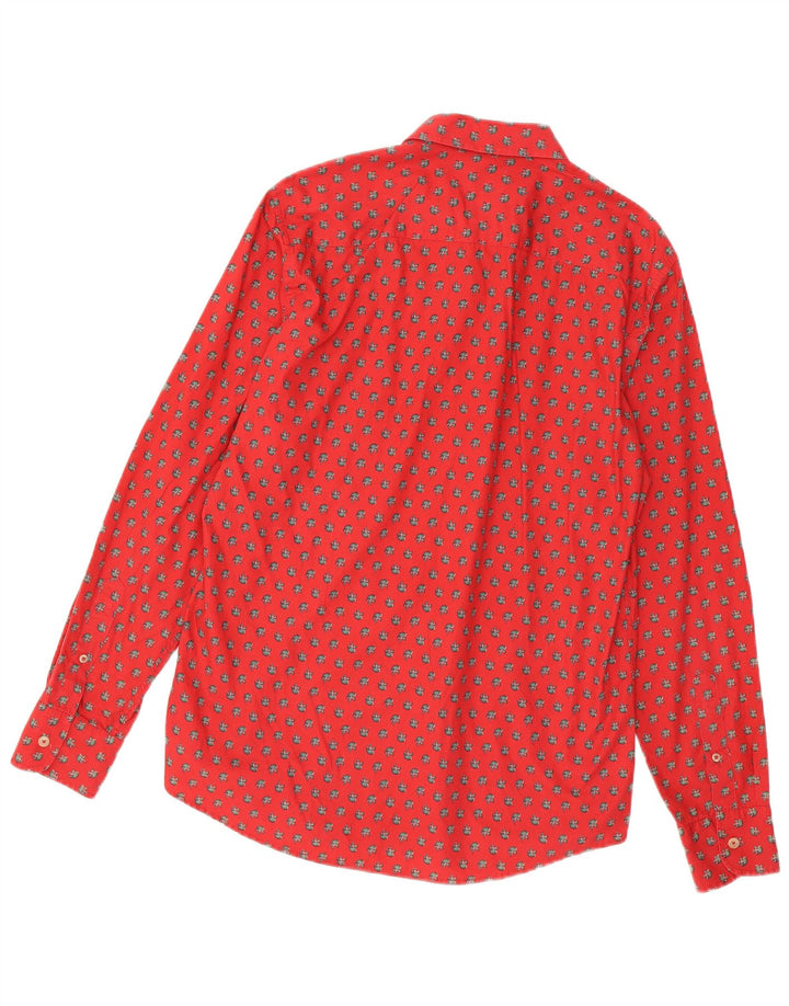 Camisa masculina Benetton grande algodão manchado vermelho