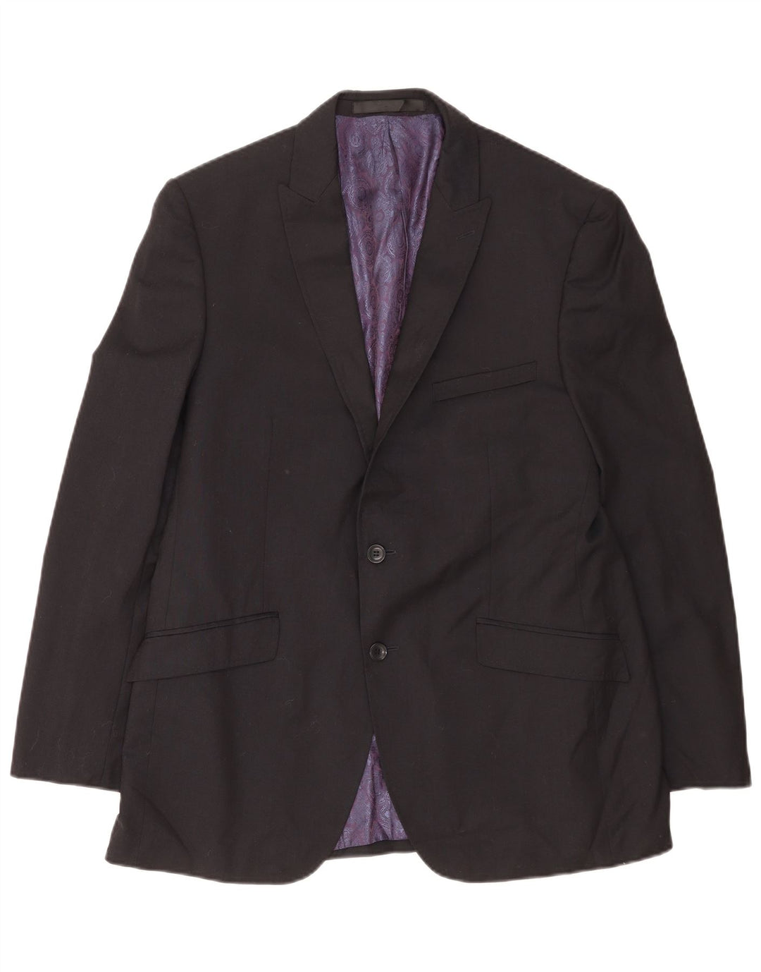 Jaqueta blazer masculina Marks & Spencer Autograph 2 botões Reino Unido 42 XL lã preta