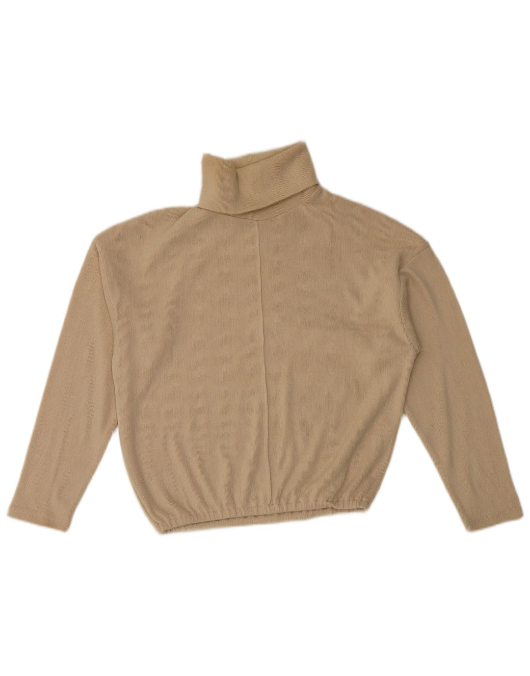 Suéter feminino Zara com gola alta e gola alta, Reino Unido 10, pequeno, bege, poliéster