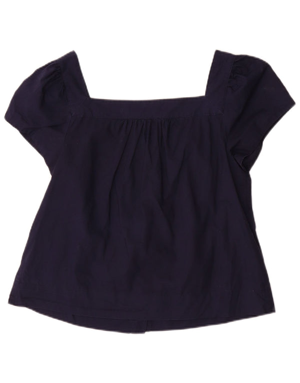 Blusa feminina J. Crew Top UK 6 XS Azul Marinho Algodão
