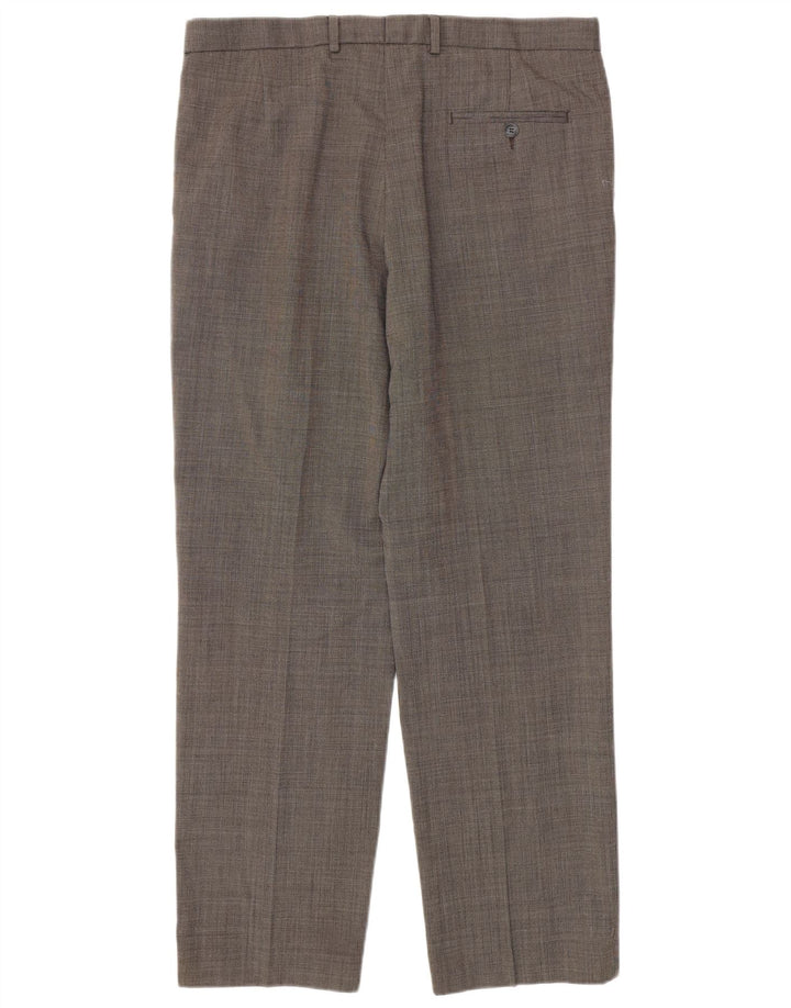 Calça casual masculina Marks & Spencer de ajuste regular W36 L31 poliéster cinza