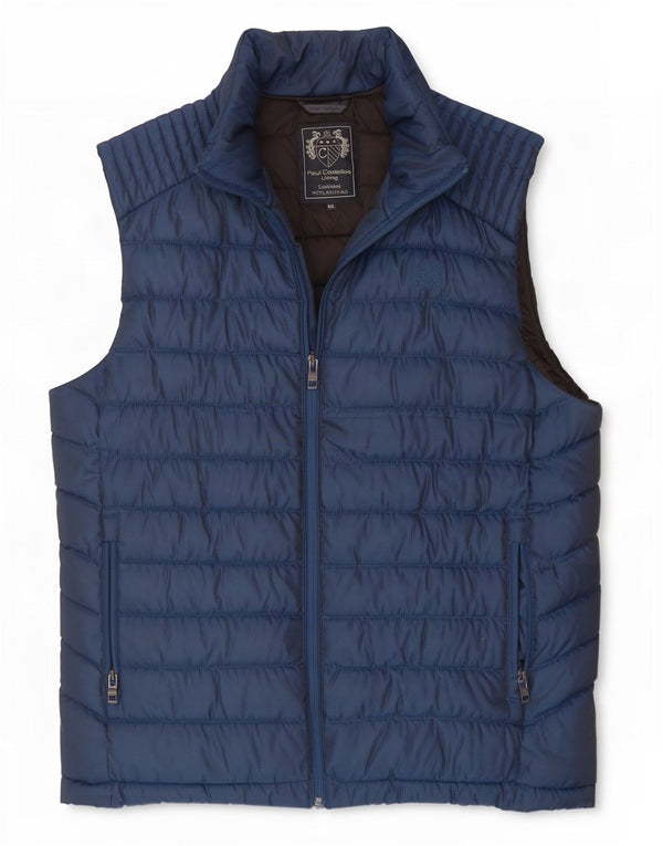 Colete acolchoado masculino Paul Costelloe UK 44 2XL poliéster azul marinho