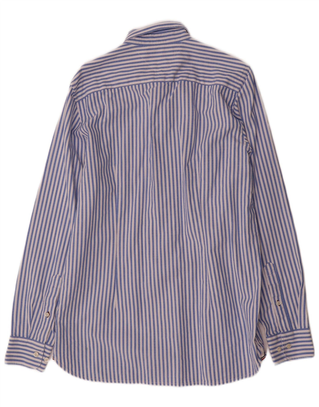 Tommy Hilfiger Camisa masculina Slim Fit de algodão listrado azul médio