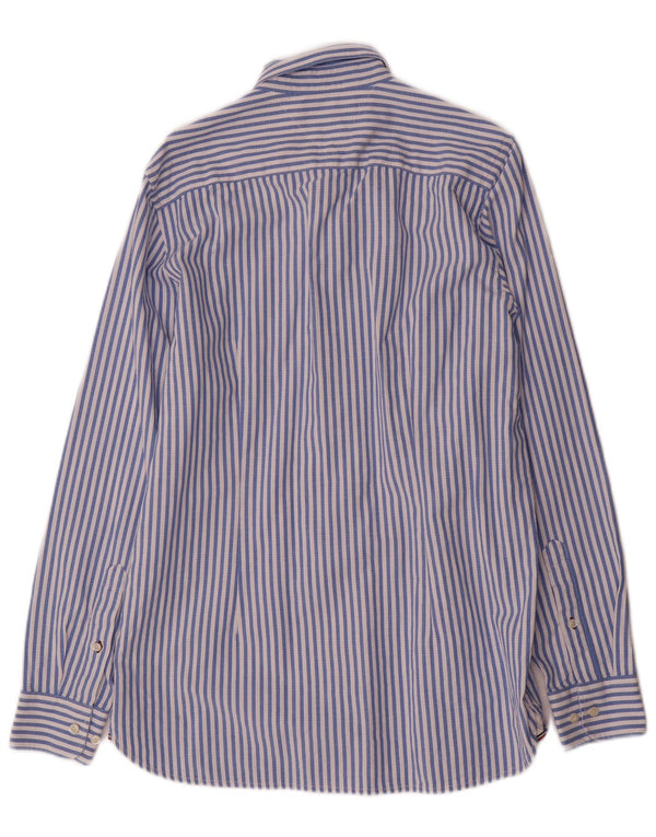 Tommy Hilfiger Camisa masculina Slim Fit de algodão listrado azul médio