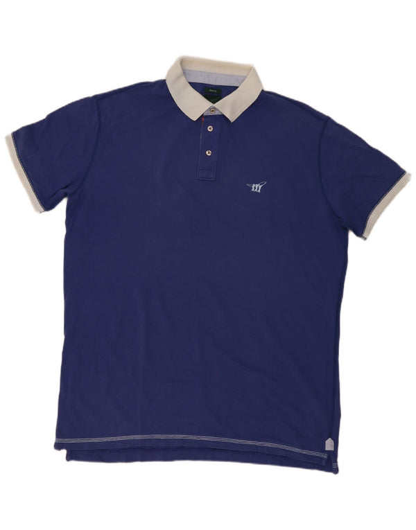 Camisa polo masculina de rugby de ajuste fino Henry Cottons 3XL algodão azul marinho