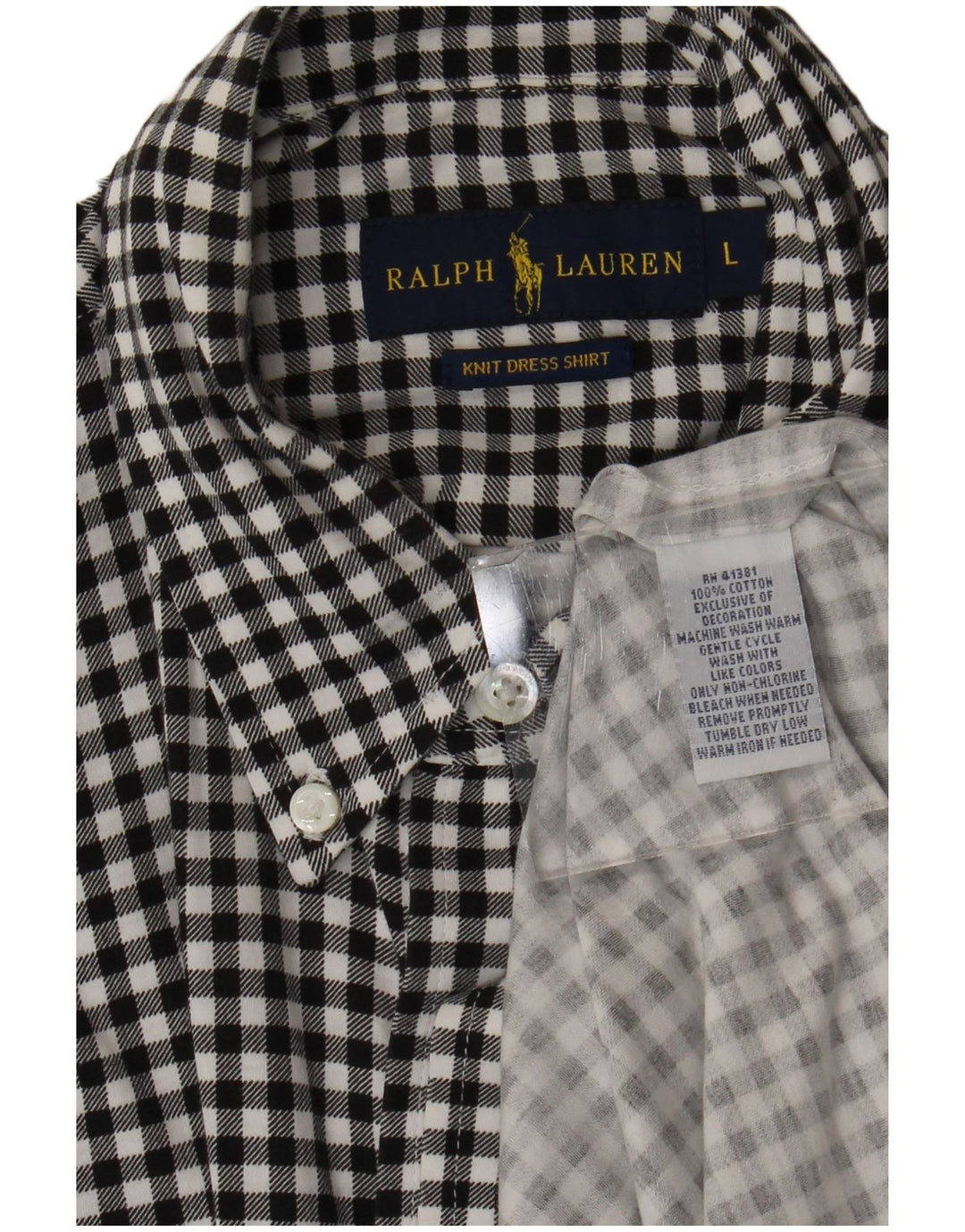 Camisa masculina de flanela Ralph Lauren grande algodão guingão preto