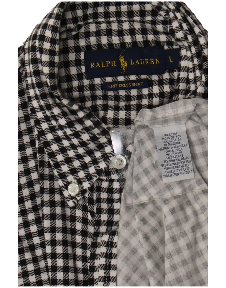 Camisa masculina de flanela Ralph Lauren grande algodão guingão preto
