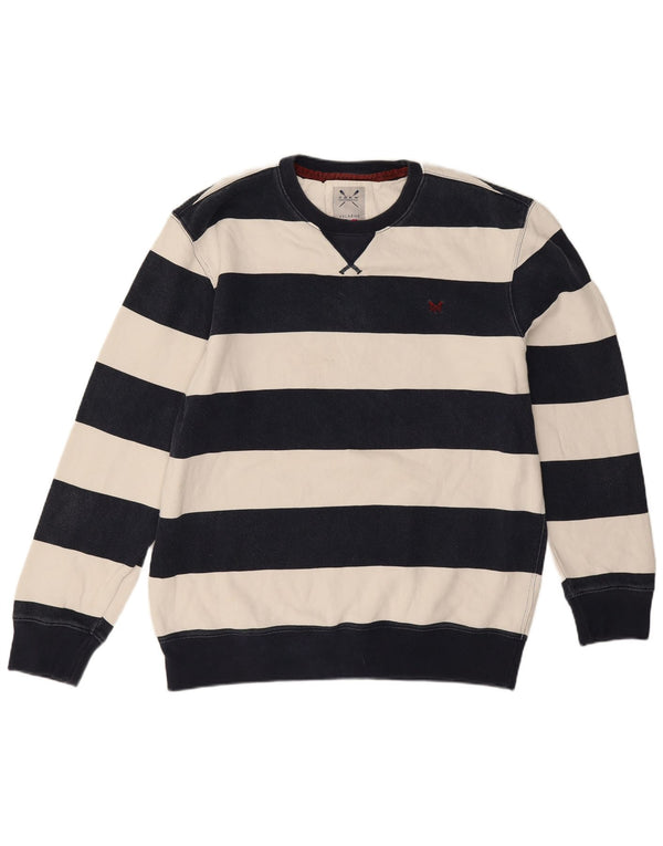 Crew Clothing Mens Moletom Jumper 2XL Algodão Listrado Azul Marinho