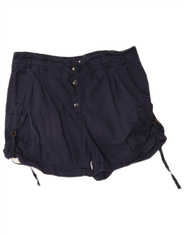 Shorts cargo feminino Marks & Spencer UK 10 pequeno W32 algodão azul marinho