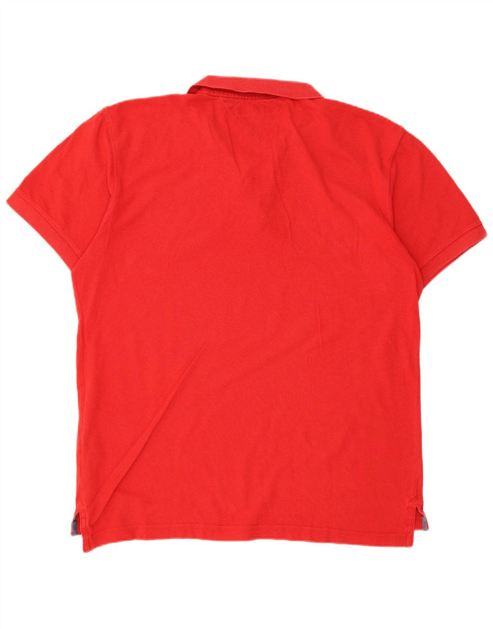 Camisa polo masculina Tommy Hilfiger gráfica grande algodão vermelho