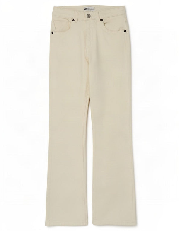 Calça jeans feminina Zara Bootcut EU 36 XS W26 L32 branco