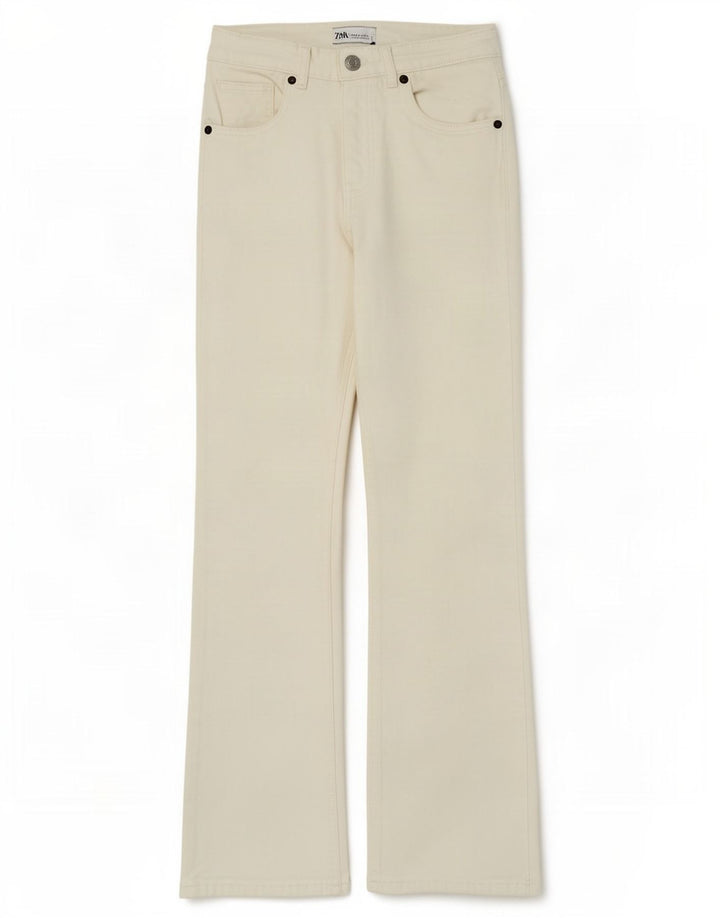 Calça jeans feminina Zara Bootcut EU 36 XS W26 L32 branco