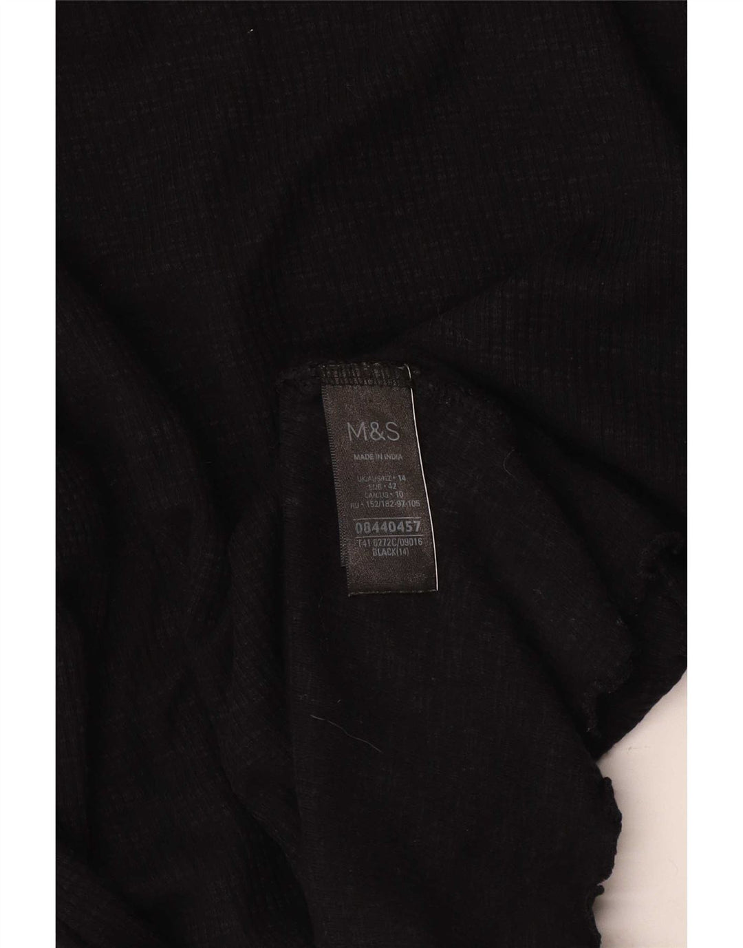 Top feminino Marks & Spencer manga comprida Reino Unido 14 algodão preto médio