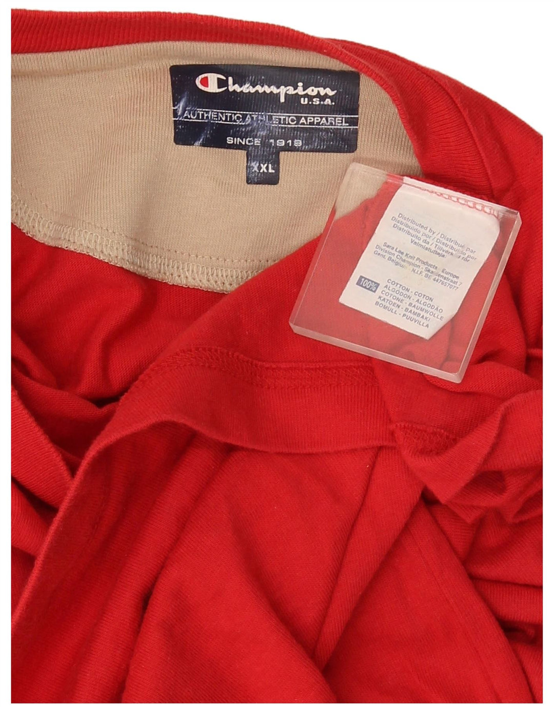 Campeão Mens Top Manga Longa 2XL Algodão Vermelho