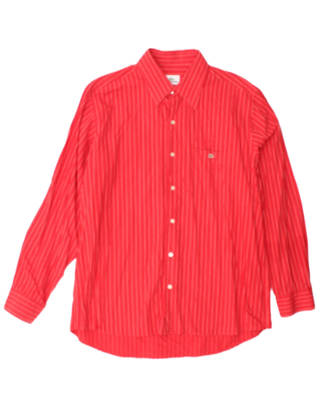 Camisa masculina Lacoste tamanho 43 grande algodão listrado vermelho