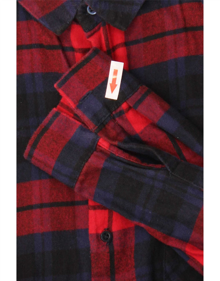 Camisa de flanela feminina Zara UK 14 xadrez vermelho médio