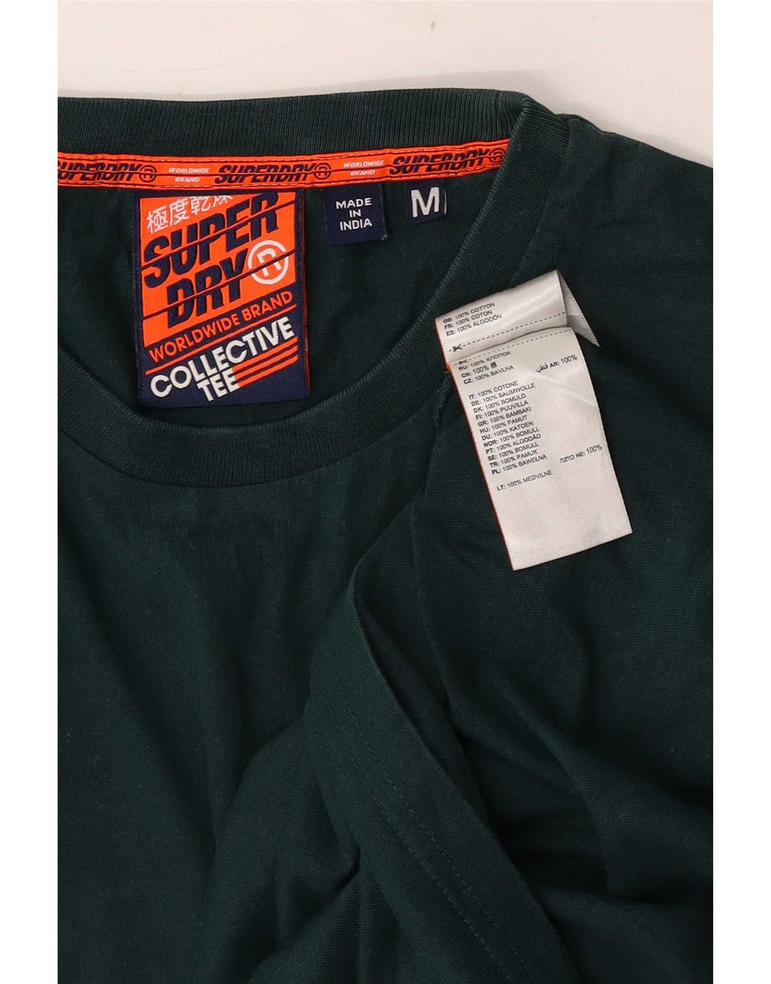 Camiseta masculina Superdry Top médio algodão verde