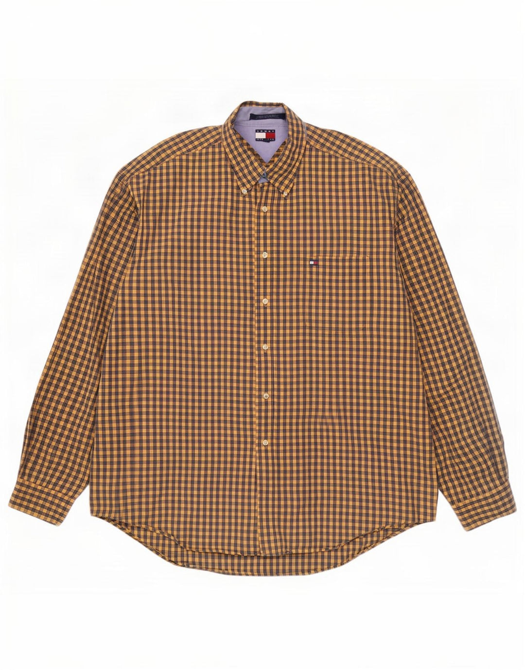 Camisa masculina Tommy Hilfiger XL algodão guingão amarelo