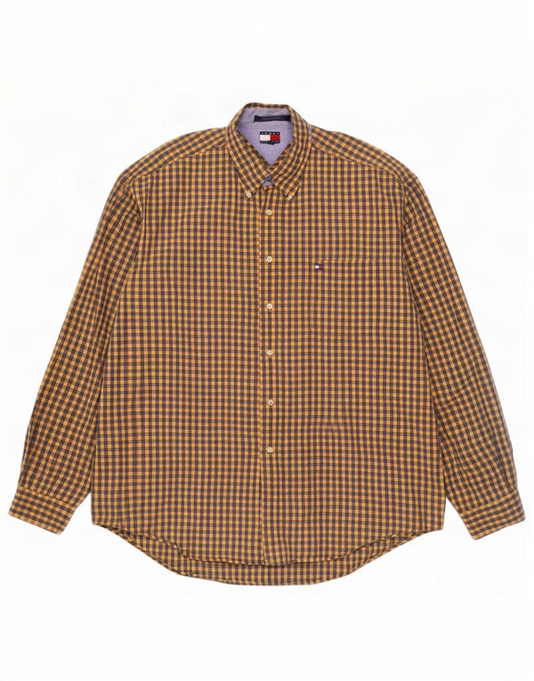 Camisa masculina Tommy Hilfiger XL algodão guingão amarelo