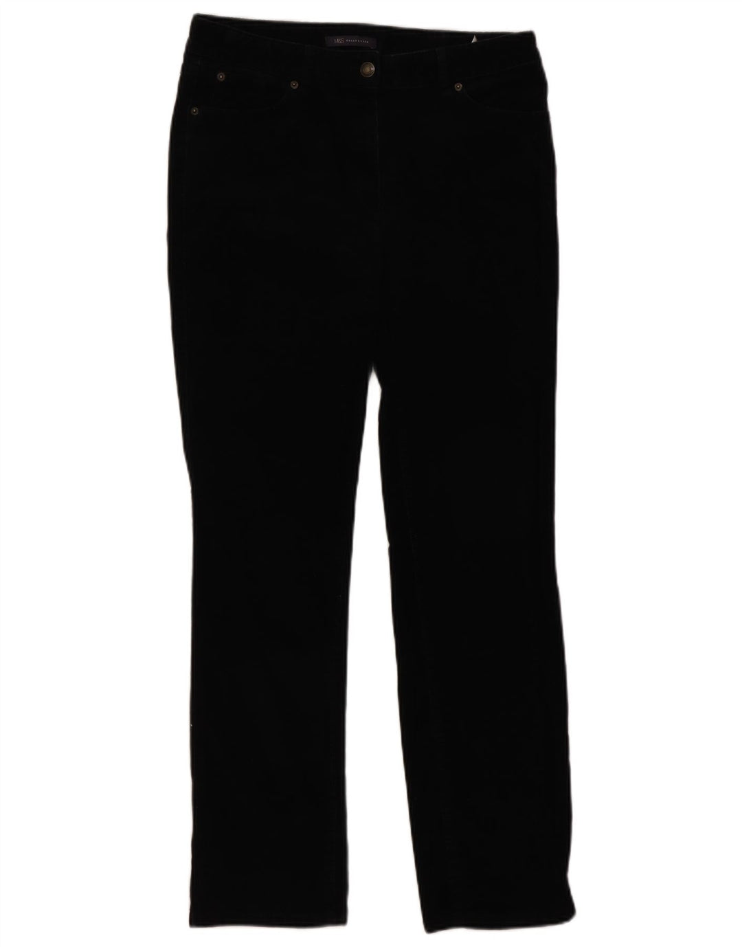 Calça feminina de veludo Marks & Spencer Reino Unido 12 médio W30 L29 preta