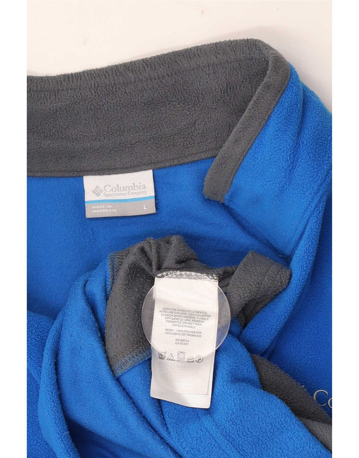 Suéter Columbia Masculino de Lã com Zíper e Gola Grande Azul Colorblock Poliéster