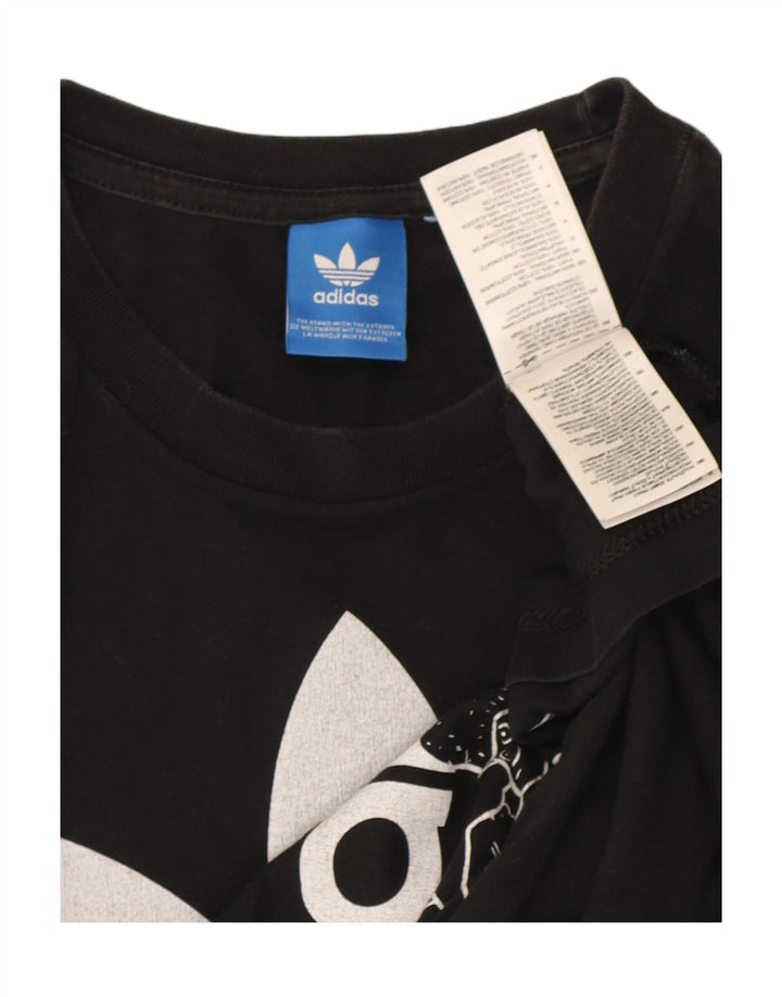 Adidas Mens Graphic T-Shirt Top Pequeno Algodão Preto