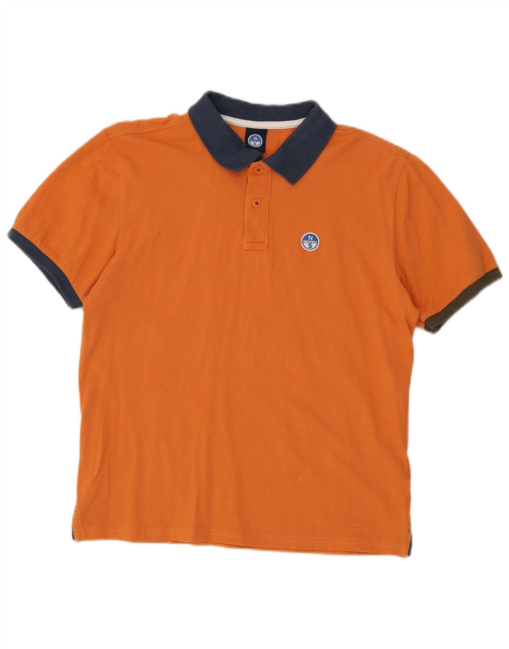 Camisa polo masculina North Sails médio laranja colorblock algodão