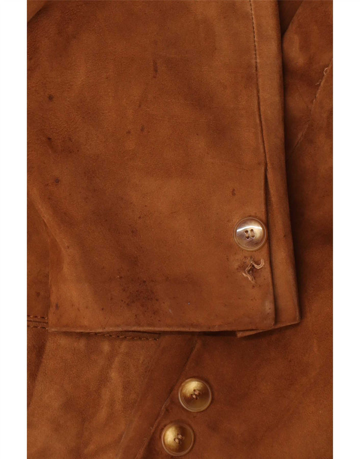 Jaqueta de camurça feminina vintage UK 14 bege médio
