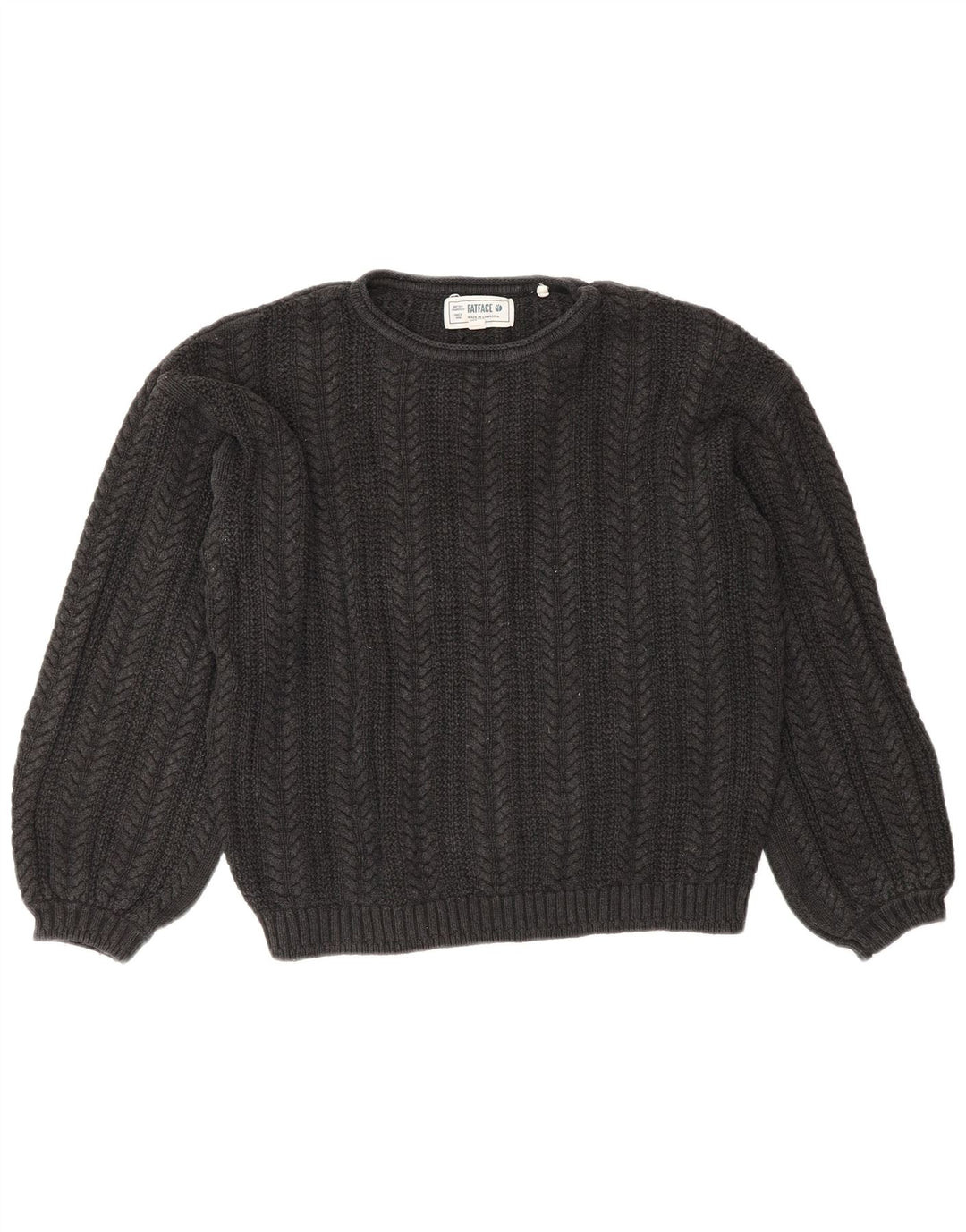 Suéter feminino Fat Face cropped grande com gola redonda Reino Unido 10 pequeno cinza