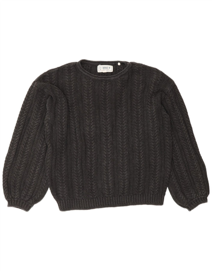 Suéter feminino Fat Face cropped grande com gola redonda Reino Unido 10 pequeno cinza