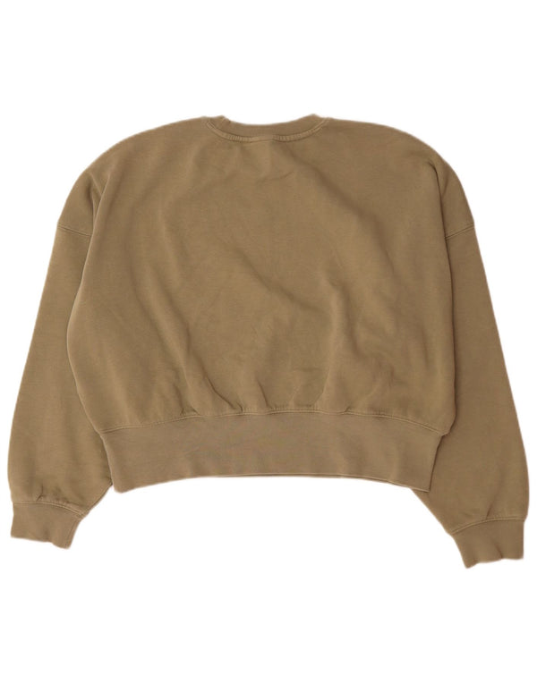 Adidas feminino gráfico oversized moletom jumper reino unido 6 xs cáqui algodão