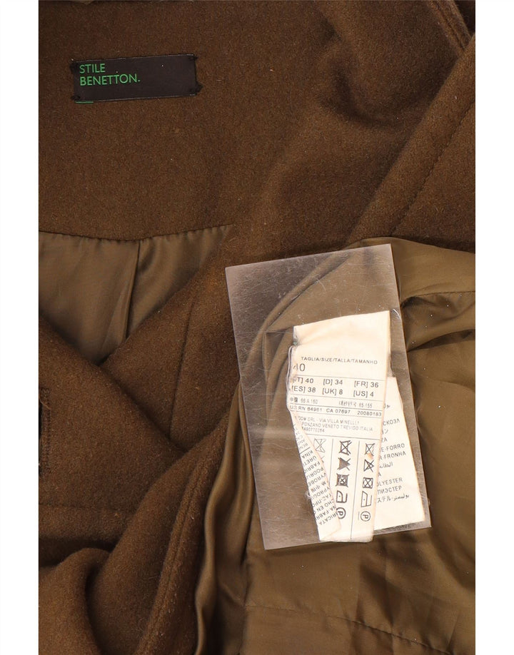 Sobretudo feminino BENETTON UK 8 pequeno lã marrom