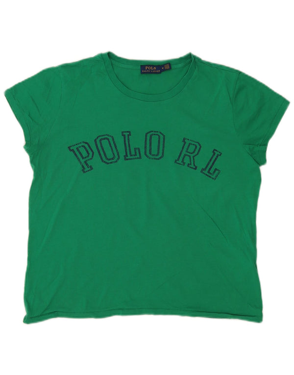 Camiseta feminina POLO RALPH LAUREN com estampa gráfica UK 14 algodão verde médio