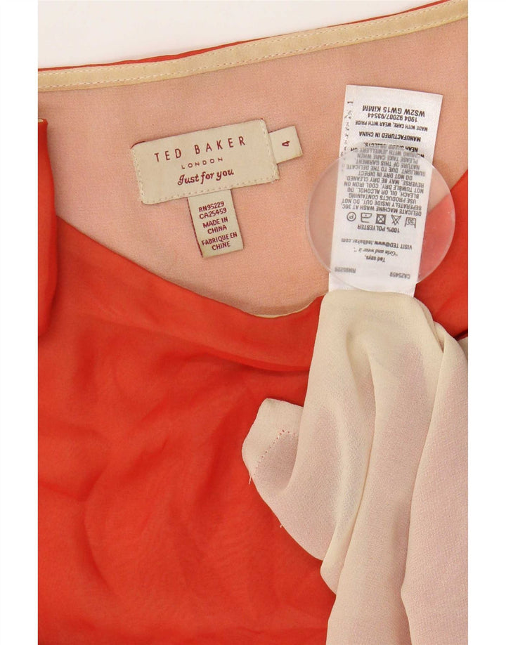 Colete feminino Ted Baker tamanho superior 4 poliéster laranja grande