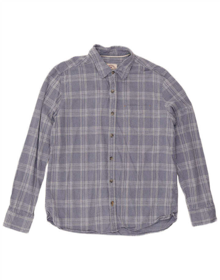 Camisa masculina Fat Face grande algodão xadrez azul