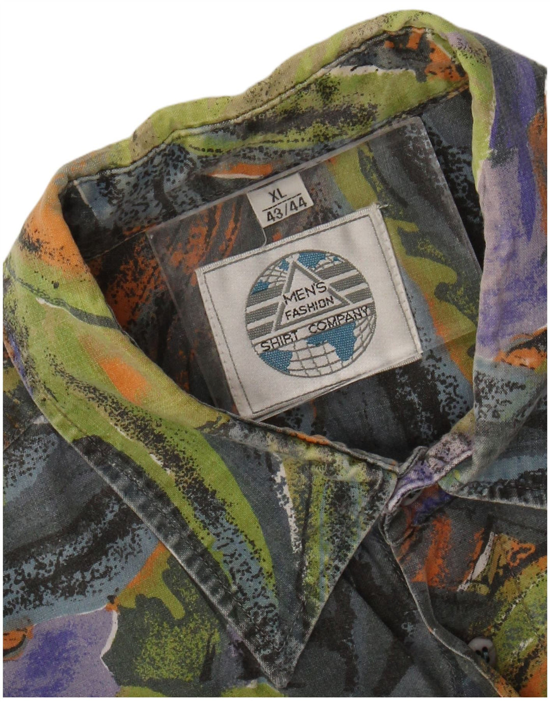 Camisa masculina VINTAGE com padrão abstrato tamanho 43/44 XL multicolorida