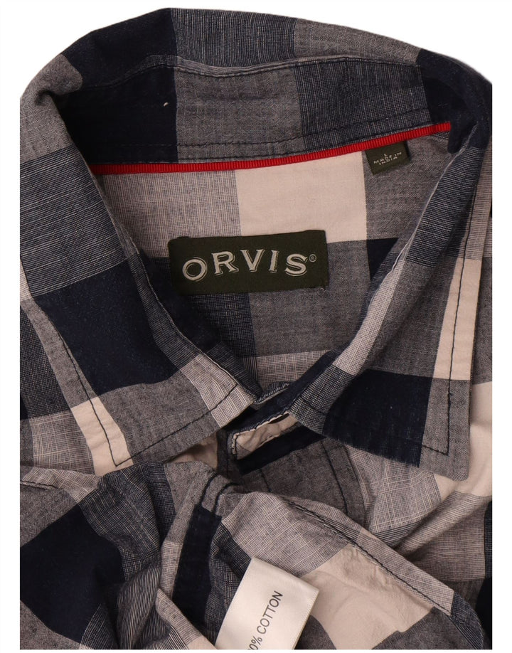 Camisa masculina Orvis grande algodão xadrez azul marinho