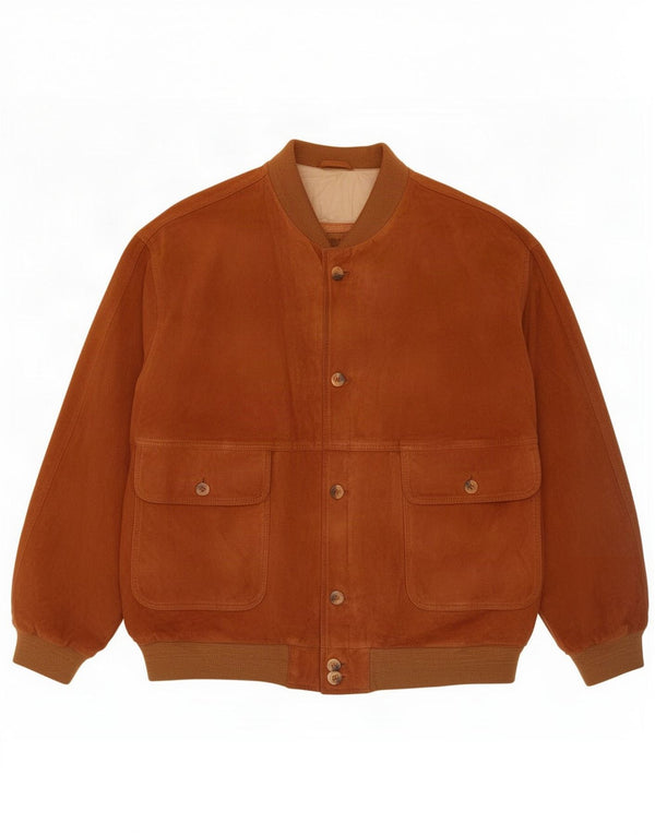 Jaqueta bomber masculina vintage de camurça UK 42 XL marrom