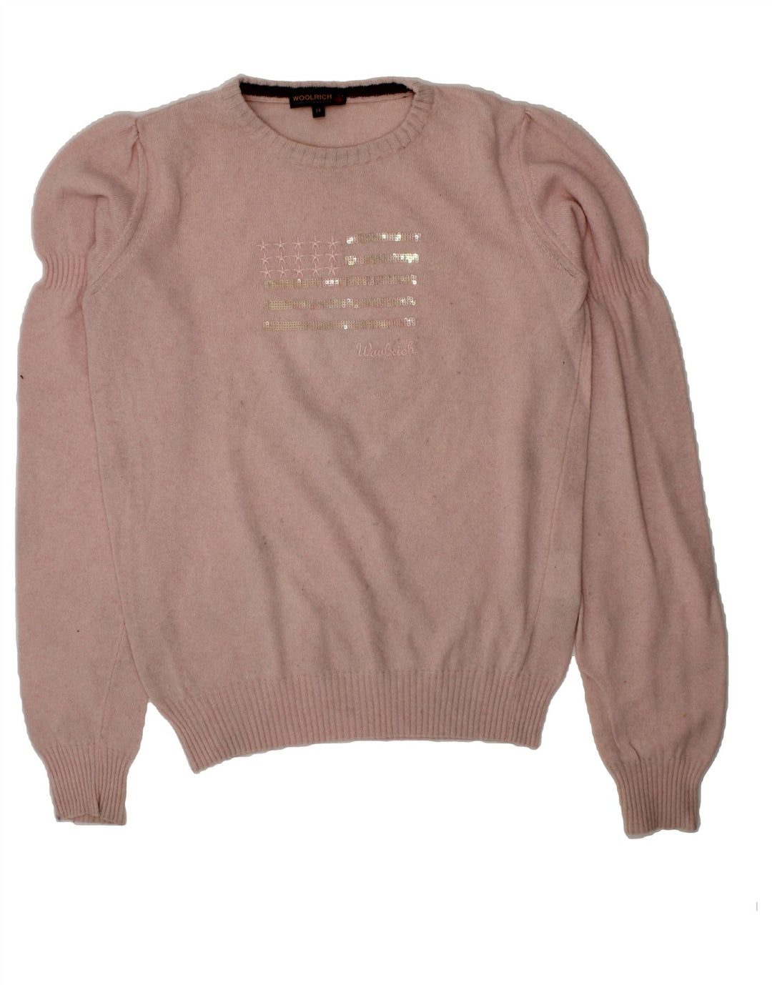 WOOLRICH Girls Graphic Crew Neck Jumper Sweater 13-14 Years  Pink Vintage Woolrich and Second-Hand Woolrich from Messina Hembry 