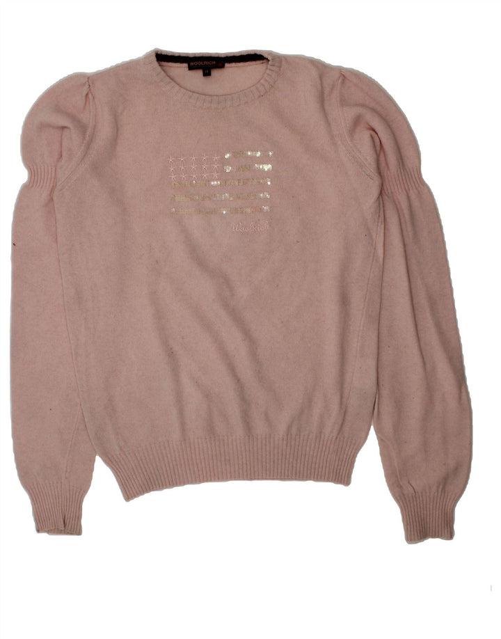 WOOLRICH Girls Graphic Crew Neck Jumper Sweater 13-14 Years  Pink Vintage Woolrich and Second-Hand Woolrich from Messina Hembry 