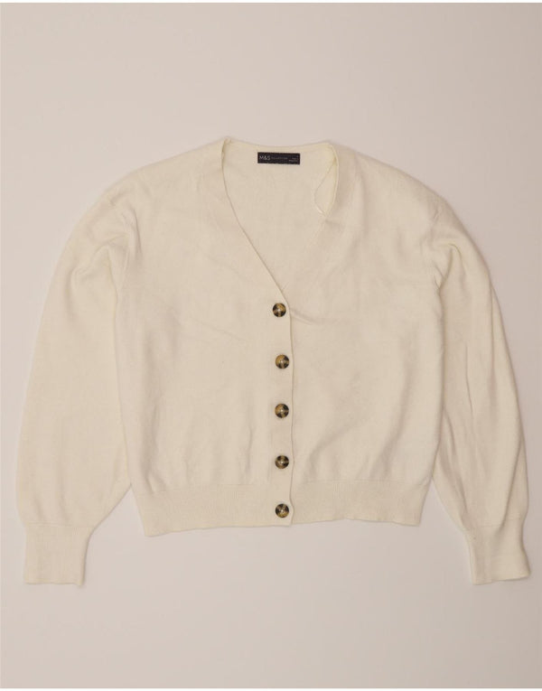Suéter cardigã feminino Marks & Spencer UK 14 médio off white viscose