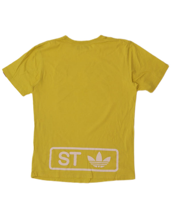 Adidas Mens Graphic T-Shirt Top Médio Algodão Amarelo