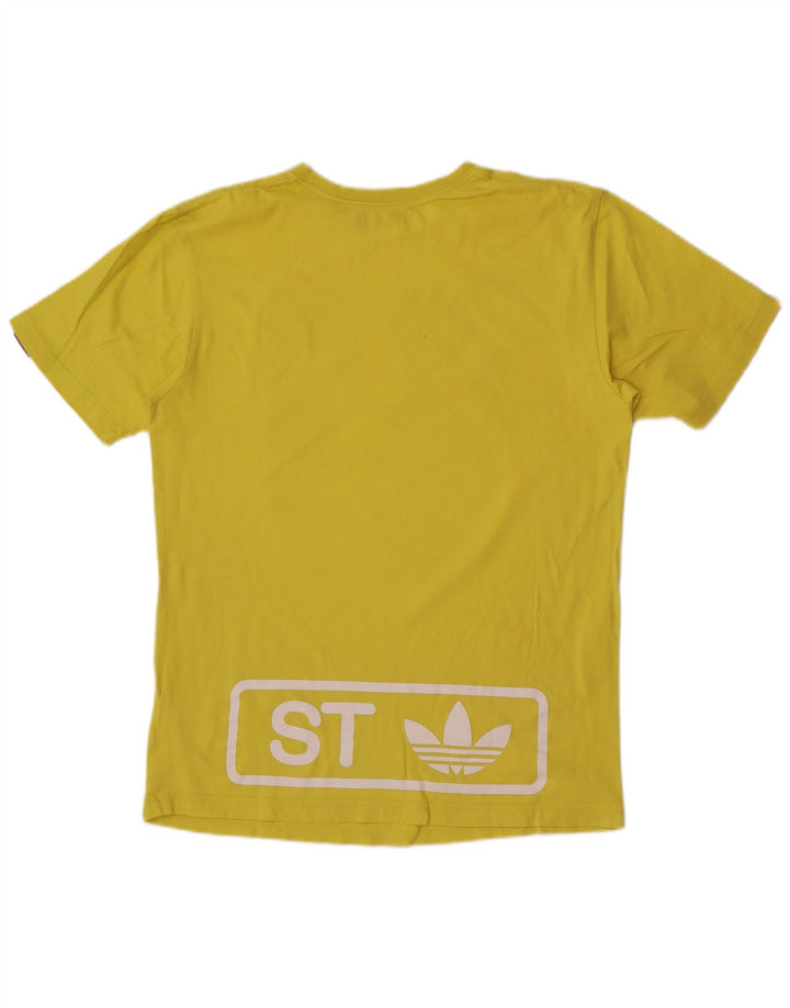 Adidas Mens Graphic T-Shirt Top Médio Algodão Amarelo
