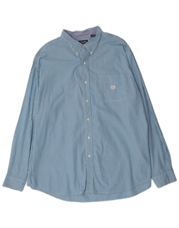 Camisa alta masculina Chaps 3XL algodão listrado azul