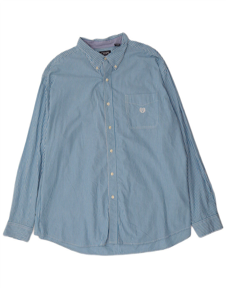 Camisa alta masculina Chaps 3XL algodão listrado azul