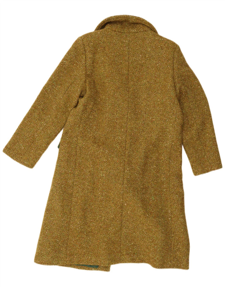 Casaco feminino vintage com peito duplo Reino Unido 14 grande espinha de peixe cáqui