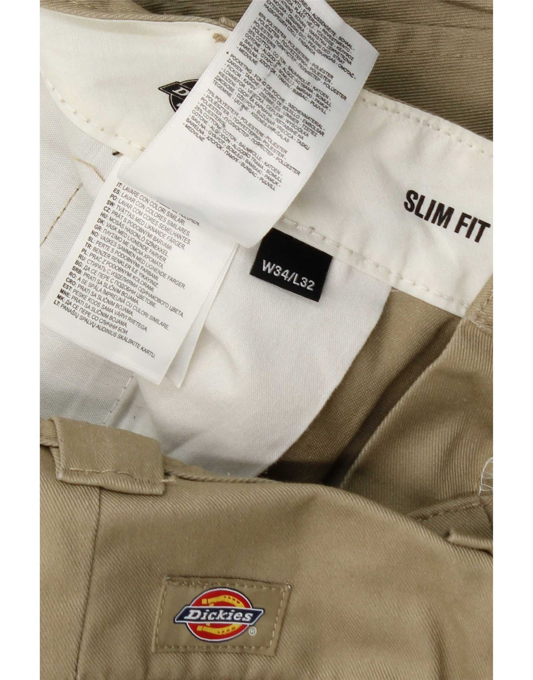 Calças Dickies masculinas Slim Fit Chino W34 L32 Poliéster cáqui