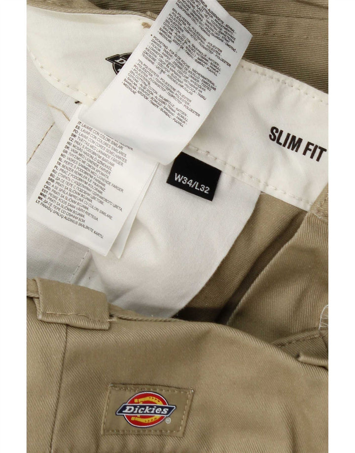 Calças Dickies masculinas Slim Fit Chino W34 L32 Poliéster cáqui