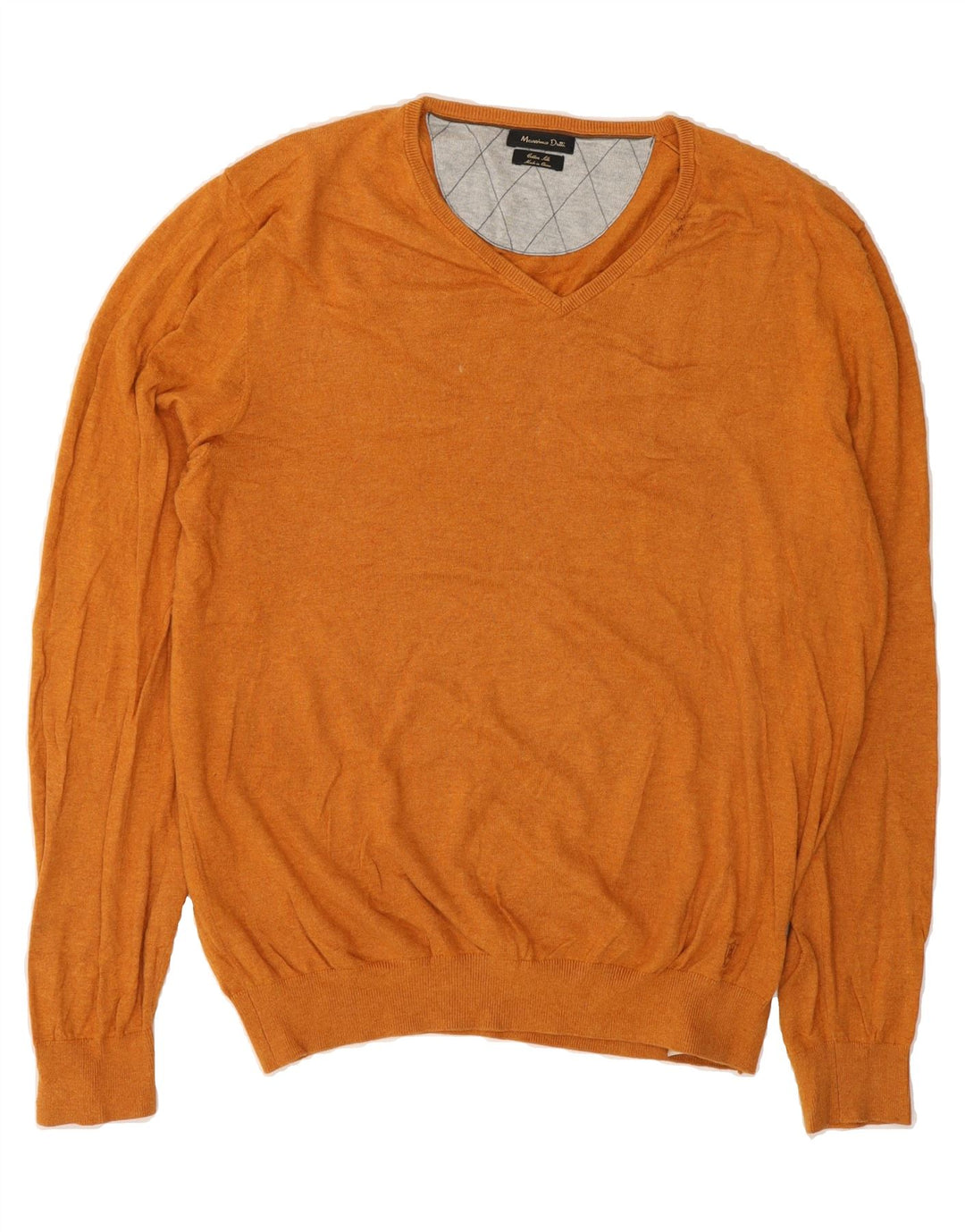MASSIMO DUTTI Womens V-Neck Jumper Sweater UK 20 2XL Orange Cotton Vintage Massimo Dutti and Second-Hand Massimo Dutti from Messina Hembry 